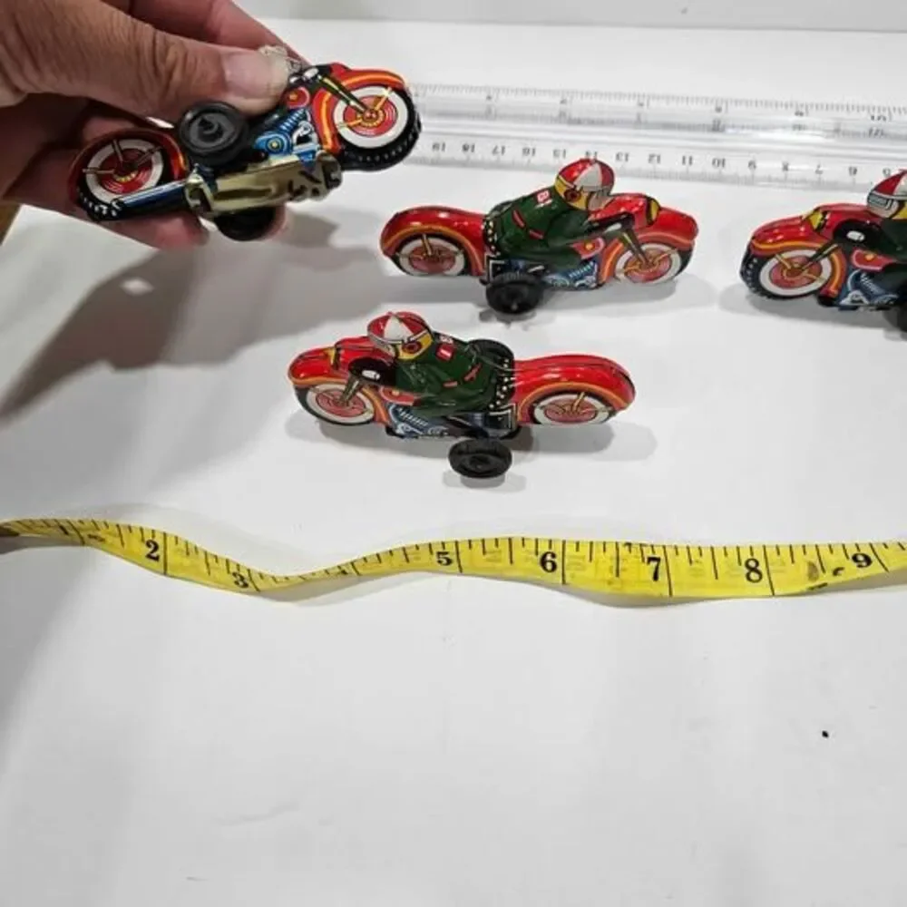 Vintage Tin litho Toy Motorcycles Set of 4 Made in Japan #18's